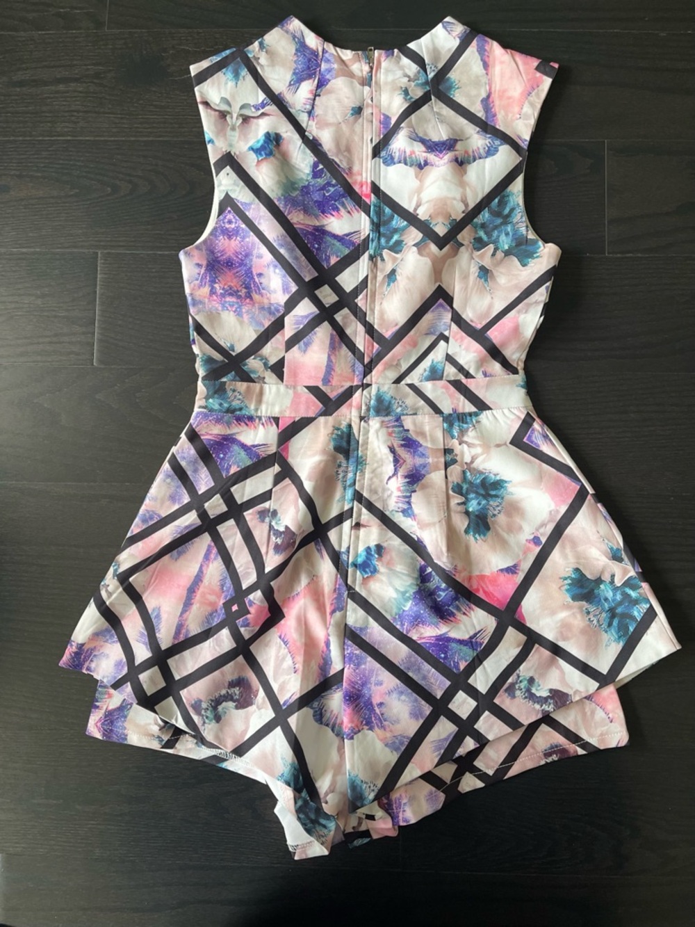 Angel Biba Pink, Blue & Black Floral Geometric Romper